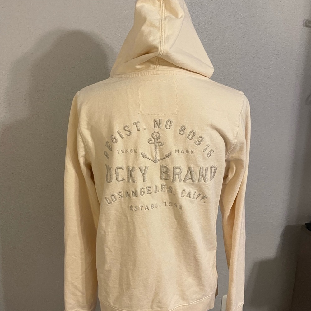 Lucky Brand zip front hoodie with embroidery
